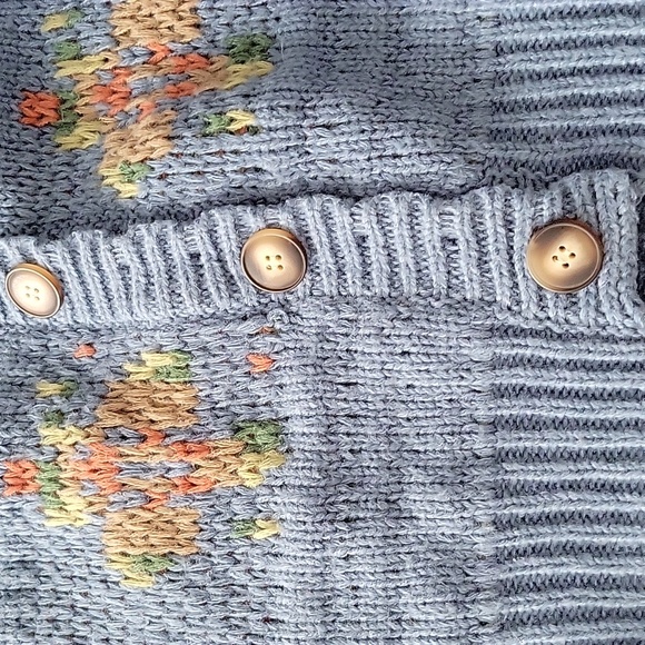 Bailey Rose Antique Floral Button Down Thick Knit Cardigan Sweater Shabby Chic S - Picture 6 of 11